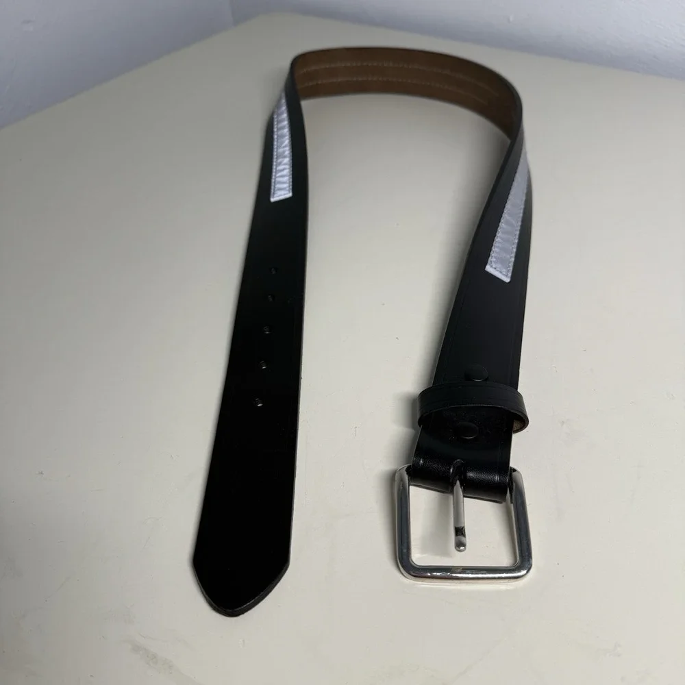 Belt Imitation Leather With Reflective Band  Mens Sz 32 Black Detachable Buckle